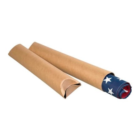 The Packaging Wholesalers Crimped End Mailing Tubes, 4" Dia. x 30"L, 0.08" Thick, Kraft, 15/Pack S4030K